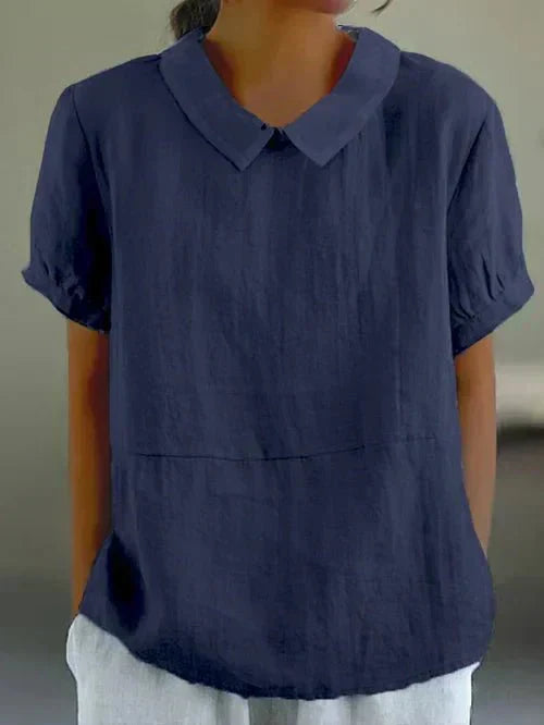 Ivy | Women's Casual Short Sleeve Top with Peter Pan Collar