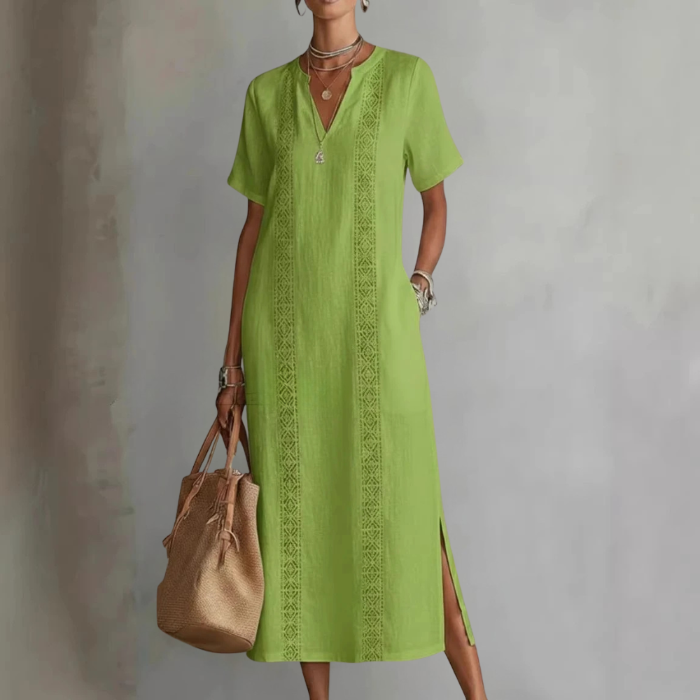 Relaxed V-Neck Midi Dress