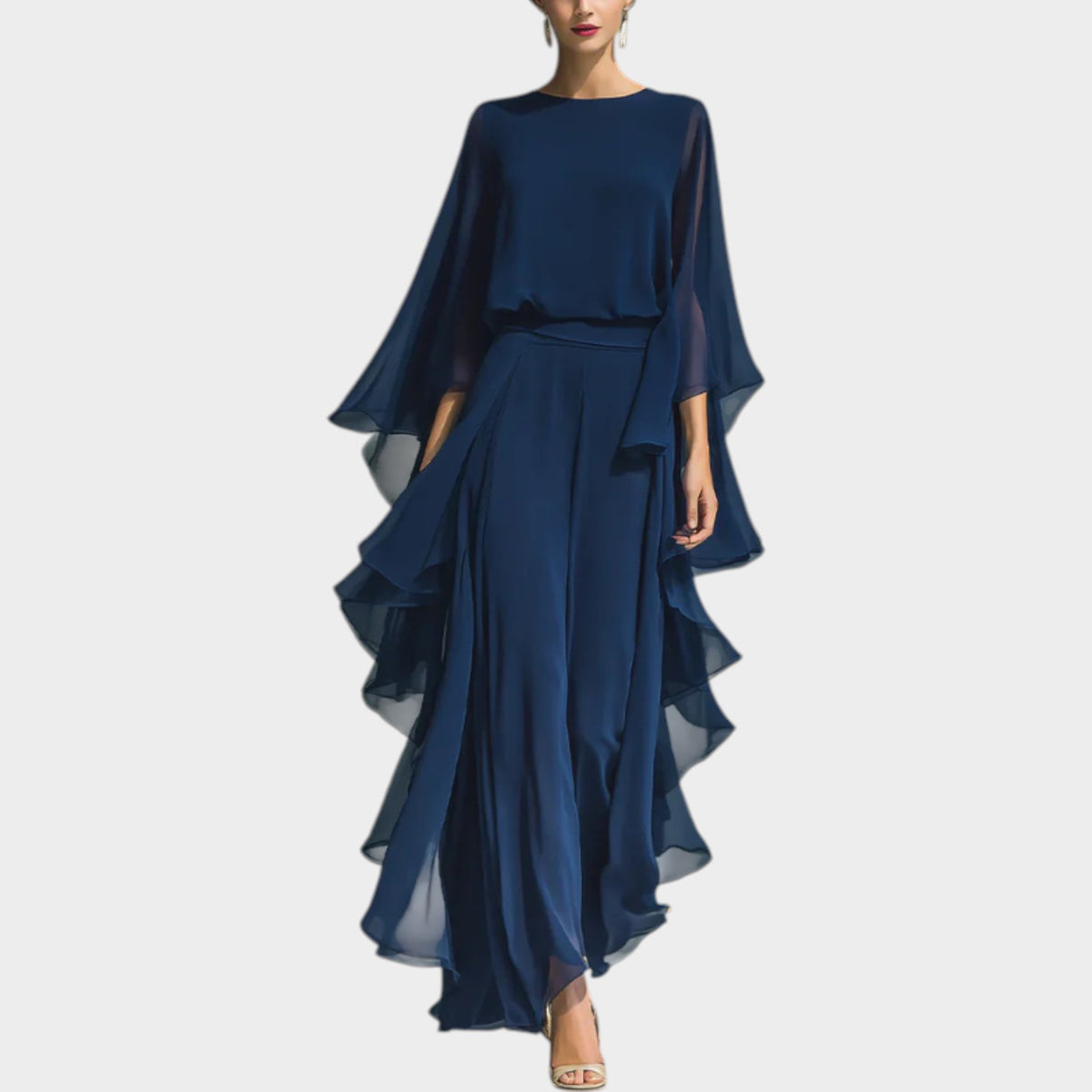 Women's Chiffon Matching Set Elegant Ruffled