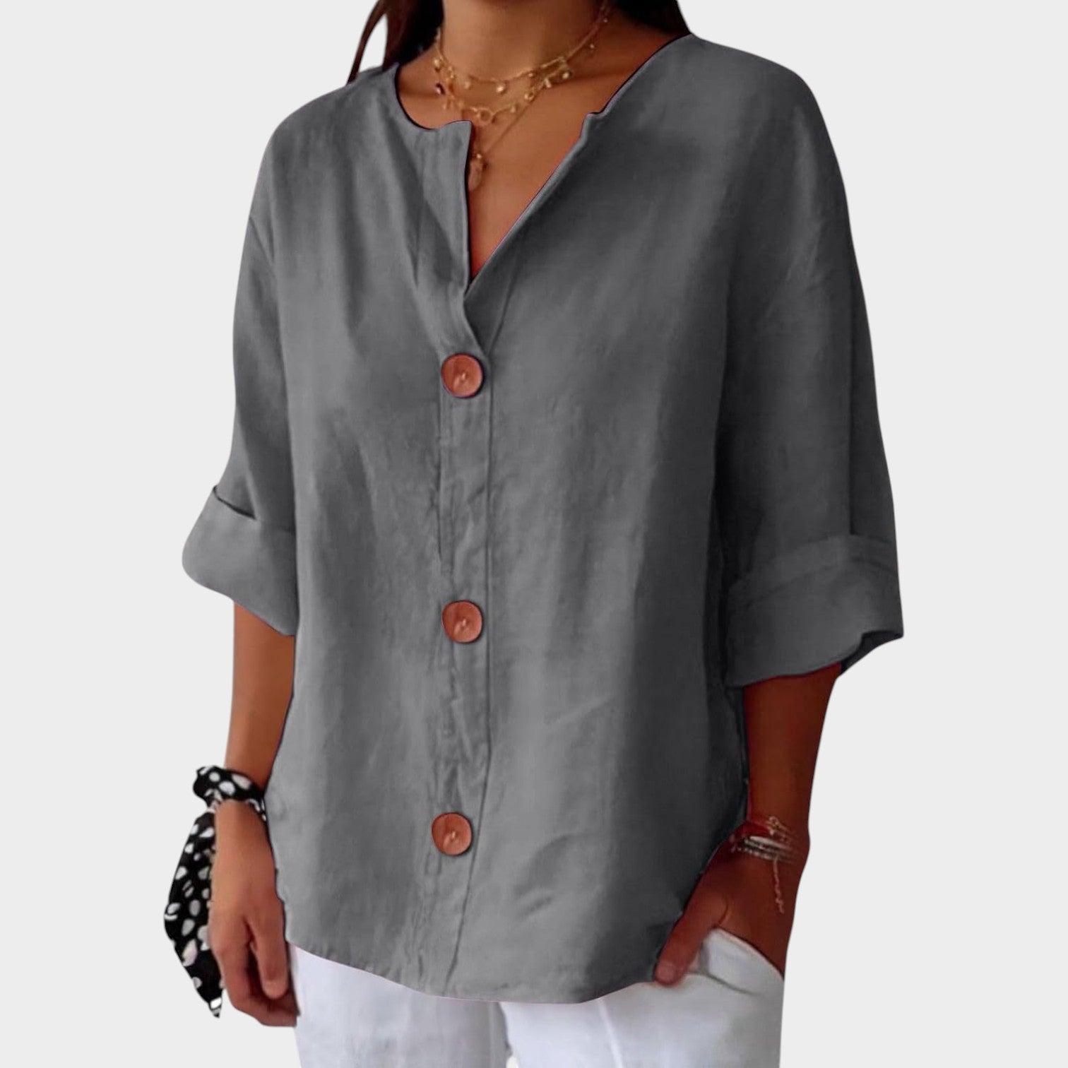3/4 Sleeve Button Up Blouse