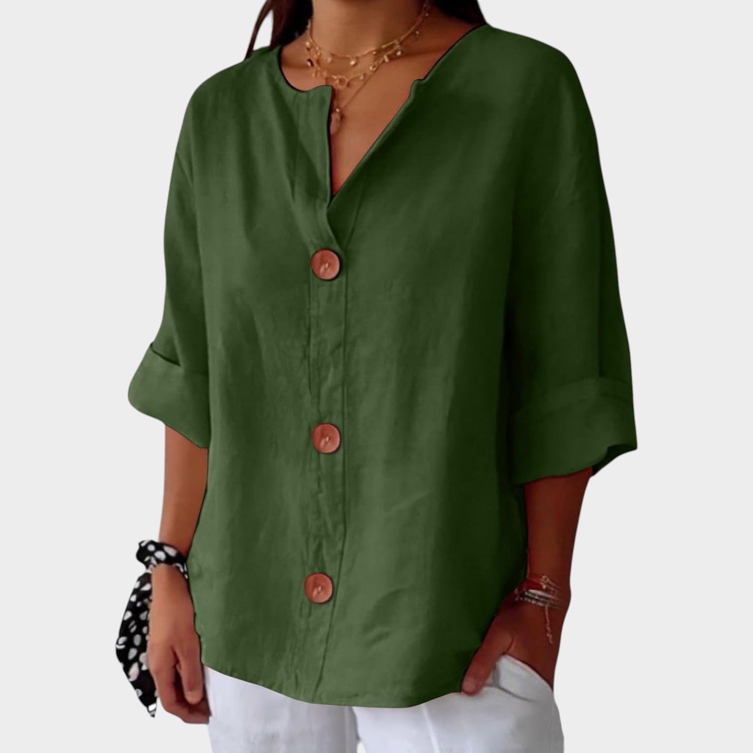 3/4 Sleeve Button Up Blouse