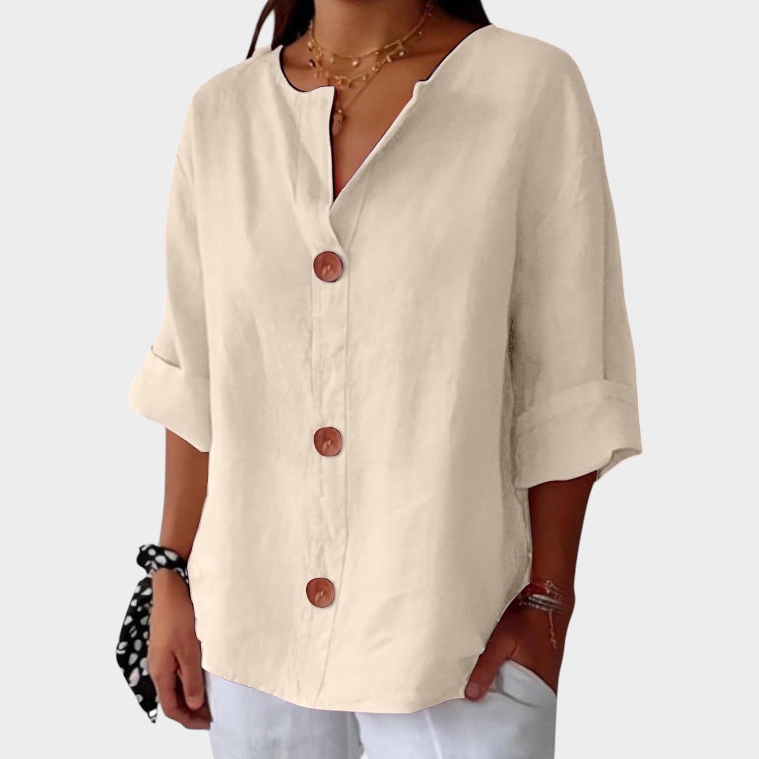 3/4 Sleeve Button Up Blouse