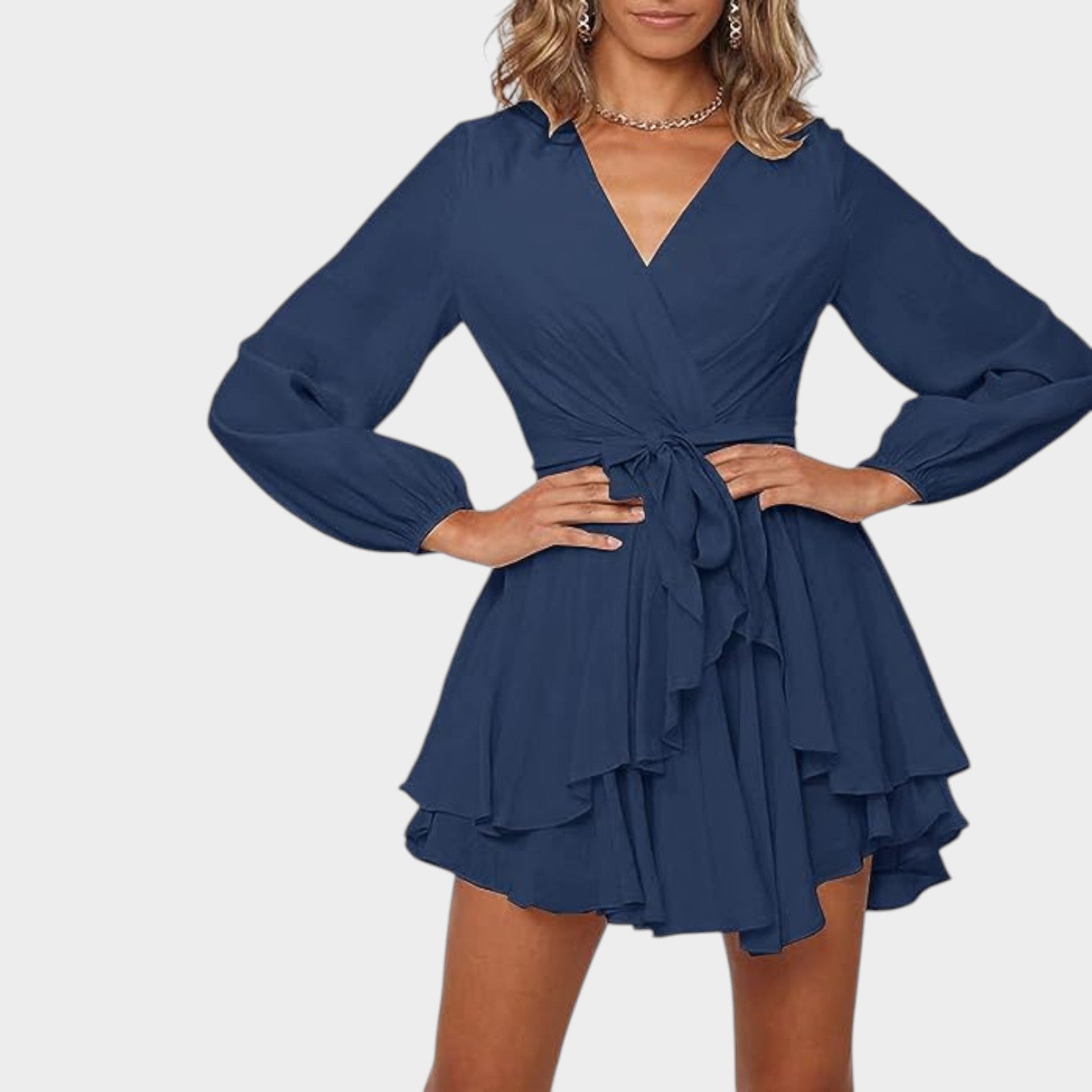 Wrap V-Neck Mini Dress