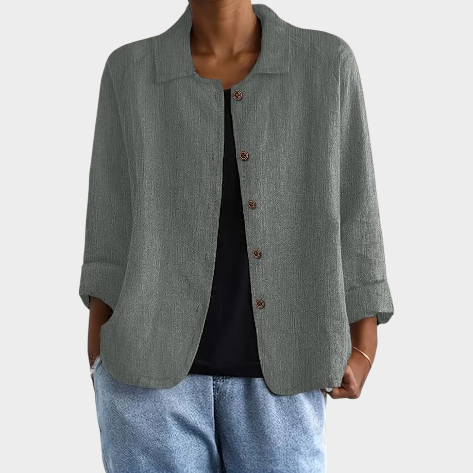 Textured Button Up Blouse