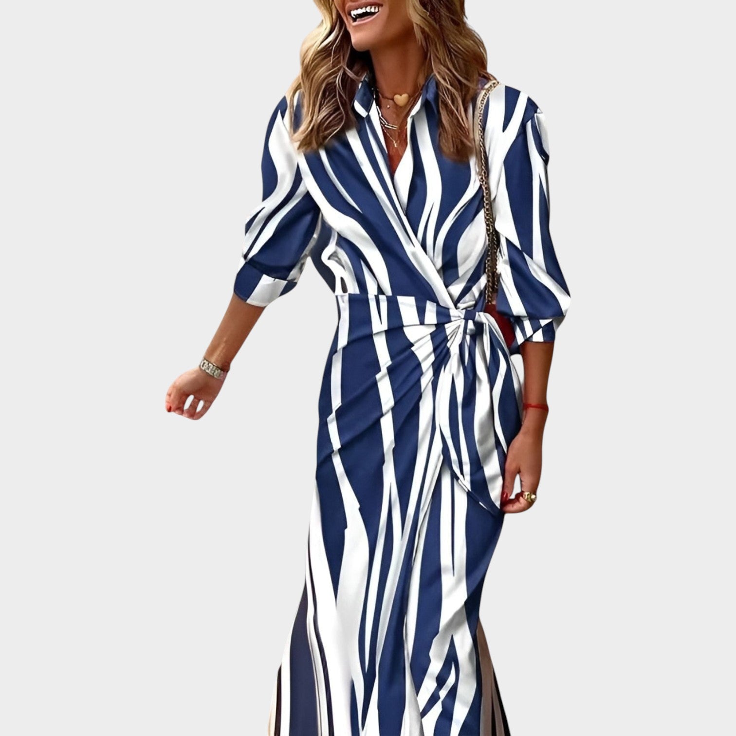 Printed Wrap Midi Dress