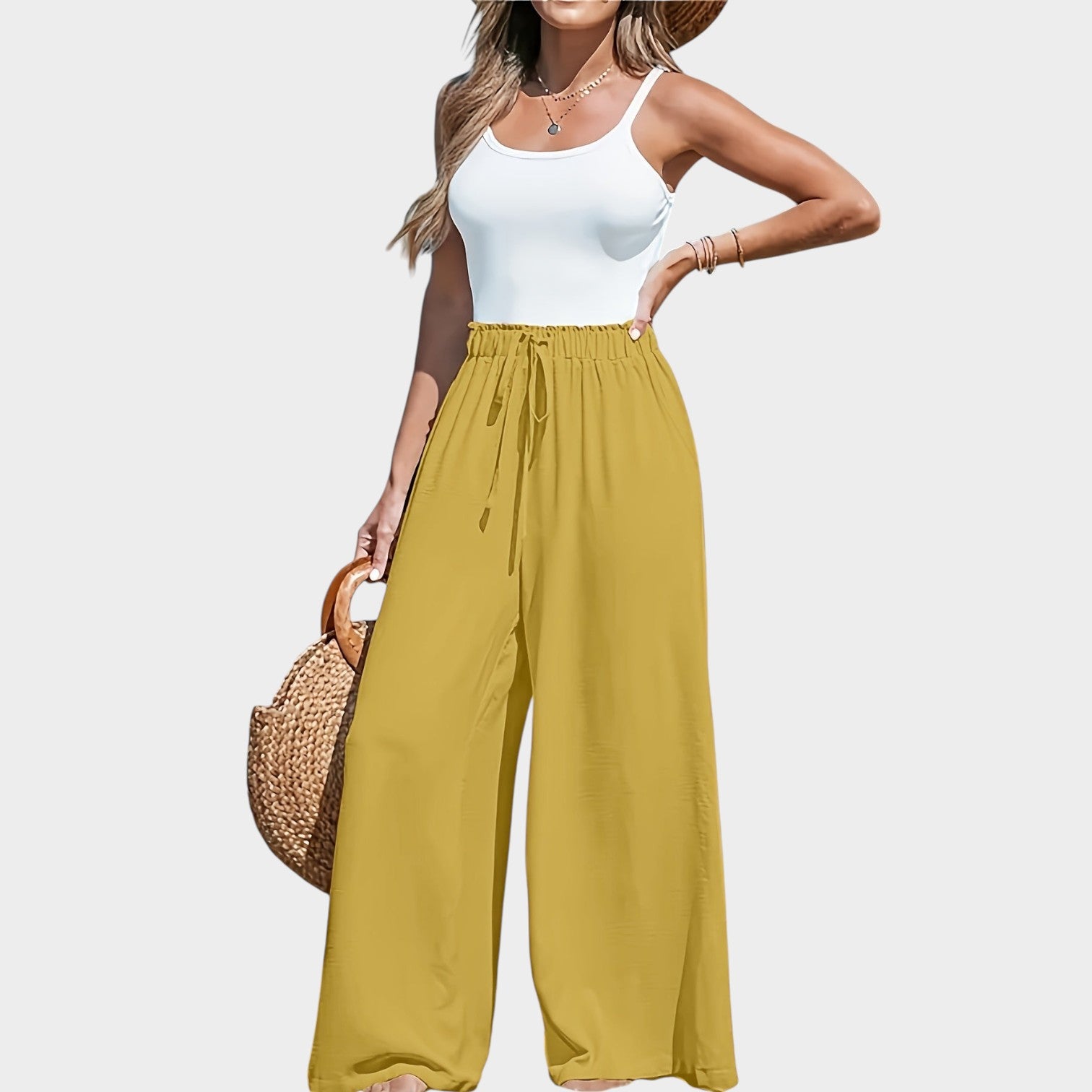 High Waisted Wide Linen Pants