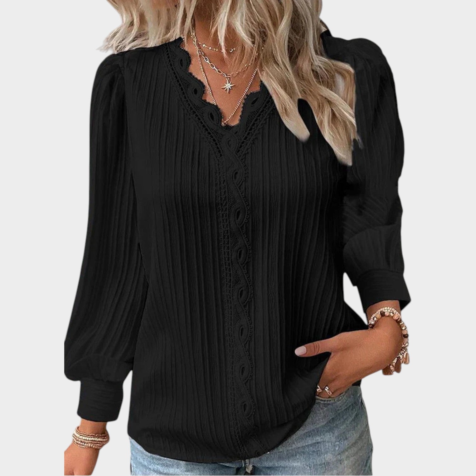 Lace V Neck Blouse
