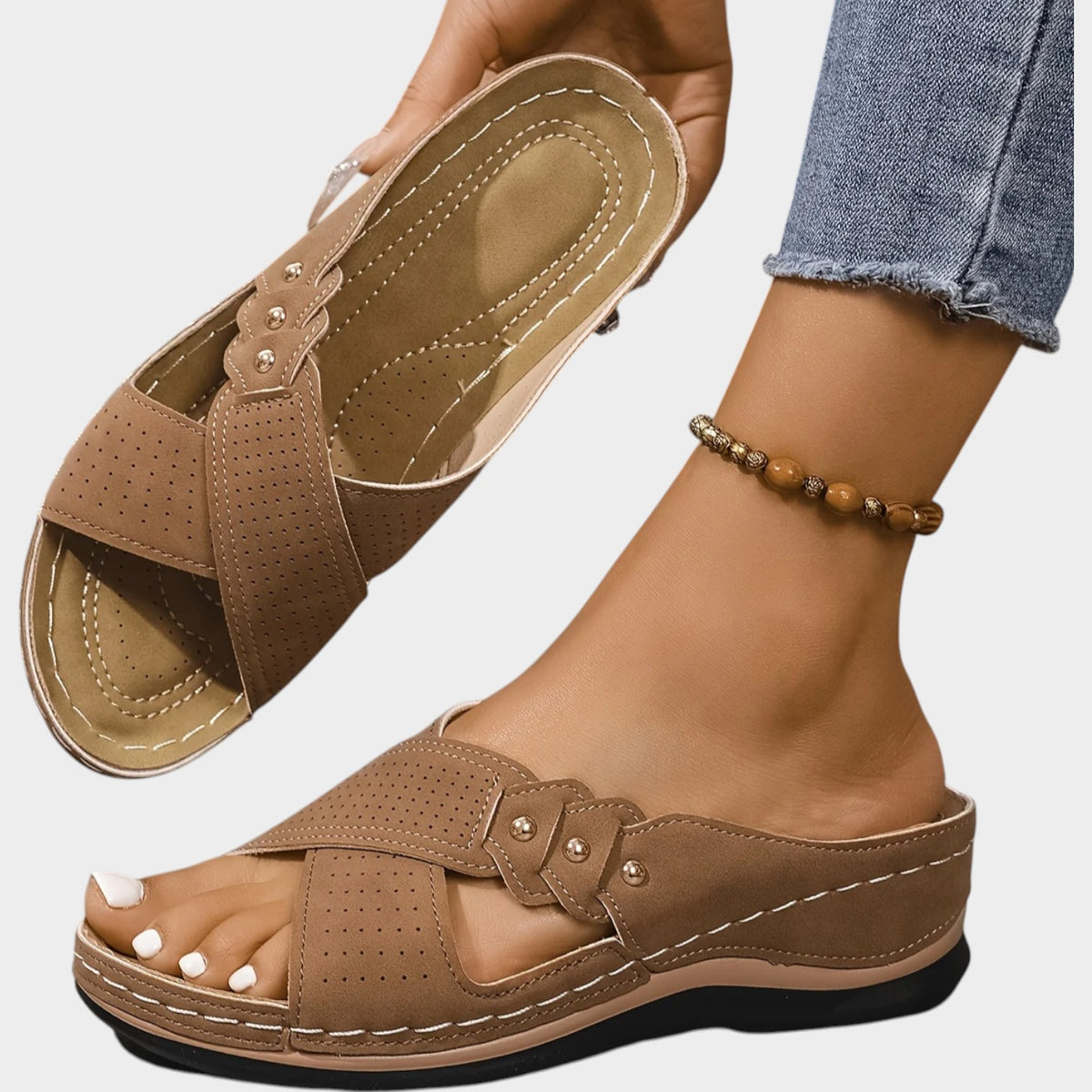 Women's Wedge Sandals with Cushioned Sole