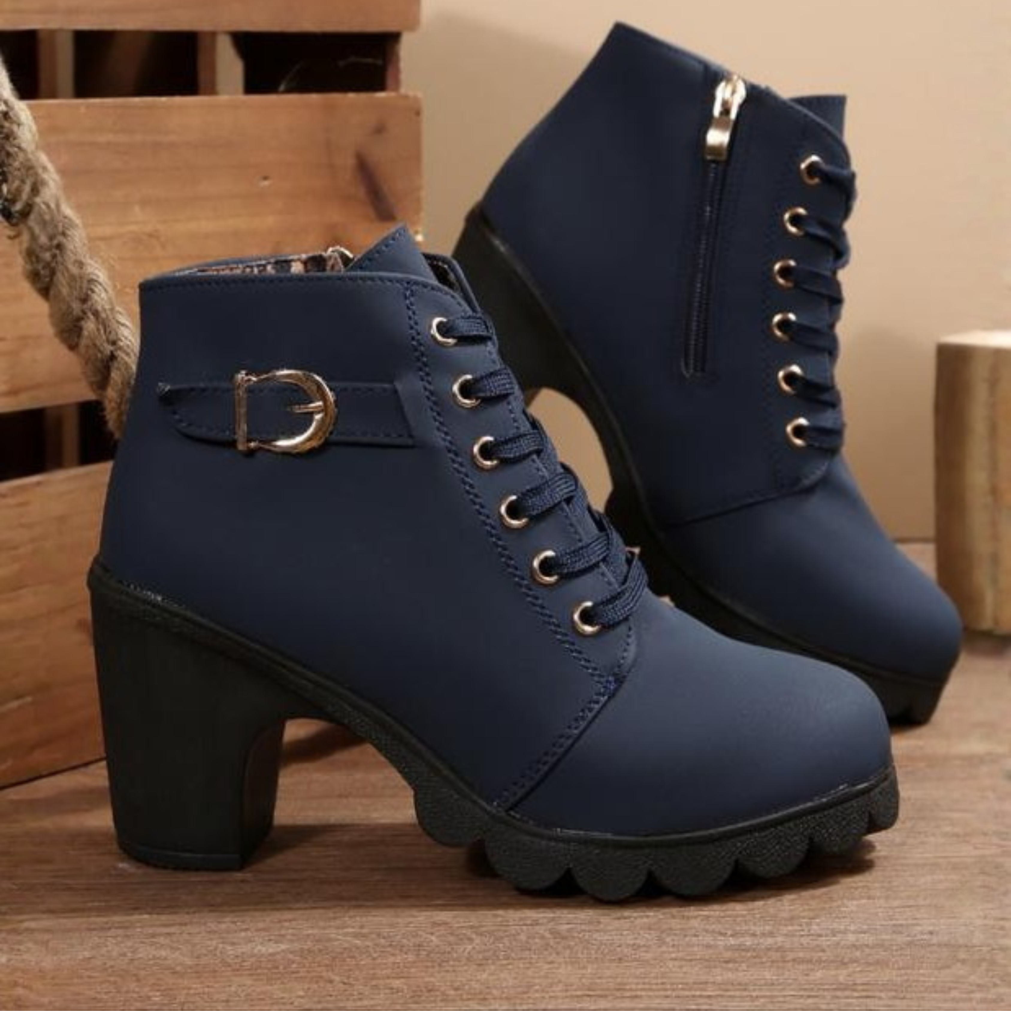 Demi™ | Stylish Lace-Up Chunky Ankle Boots