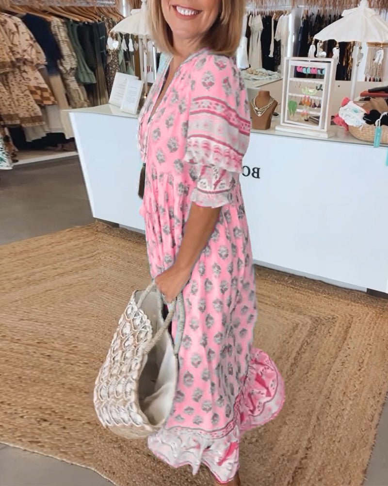 Audrey™ | Bohemian Midi Dress with Tassels