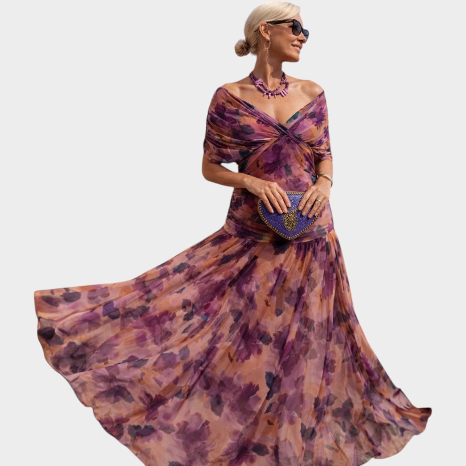 Off Shoulder Wedding Guest Maxi Dress