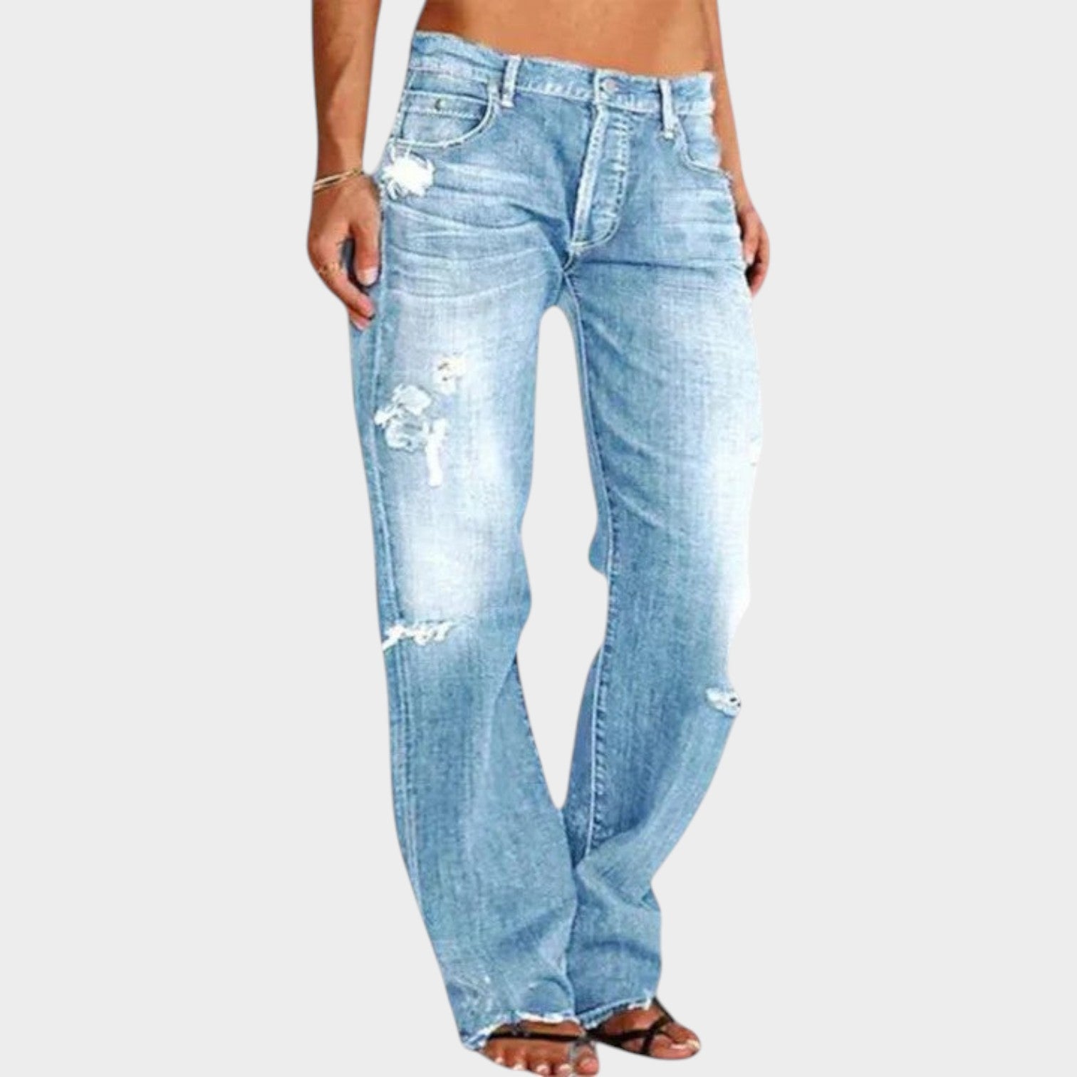 Distressed Wide Leg Denim Pants