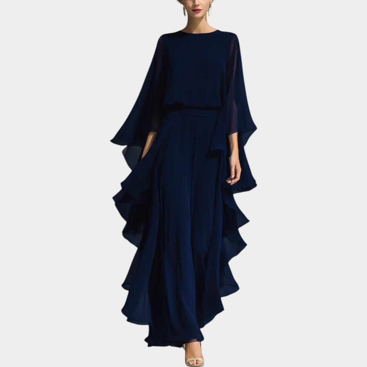 Women's Chiffon Matching Set Elegant Ruffled