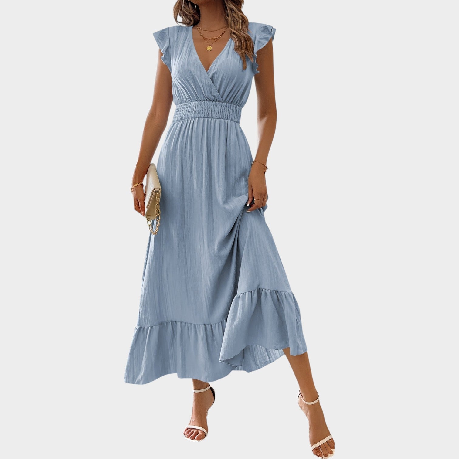 Cocktail Ruffle Wrap Maxi Dress