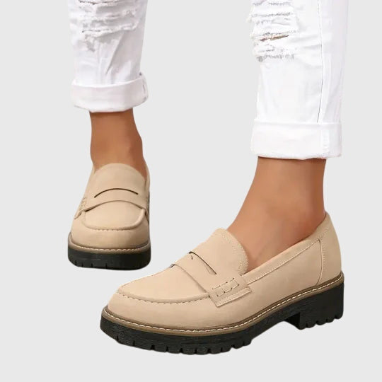 Women’s Suede Loafers Slip-On Penny Strap Lug Sole