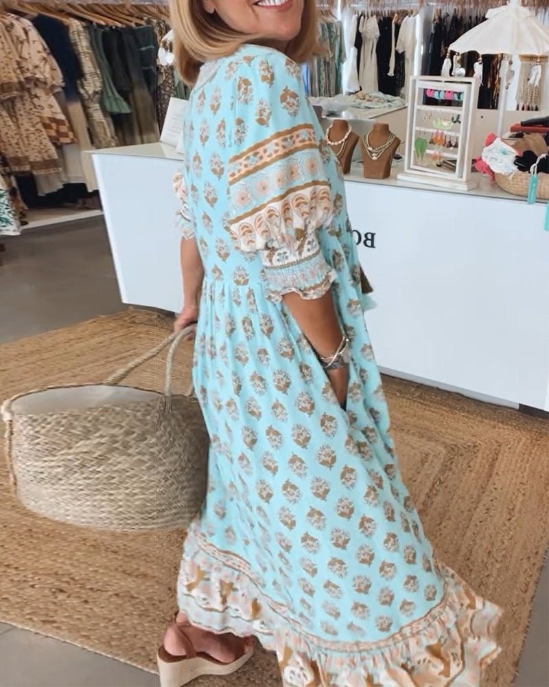 Audrey™ | Bohemian Midi Dress with Tassels