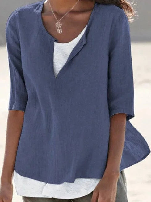 Maya | Women's Casual 3/4 Sleeve Split Neck Blouse