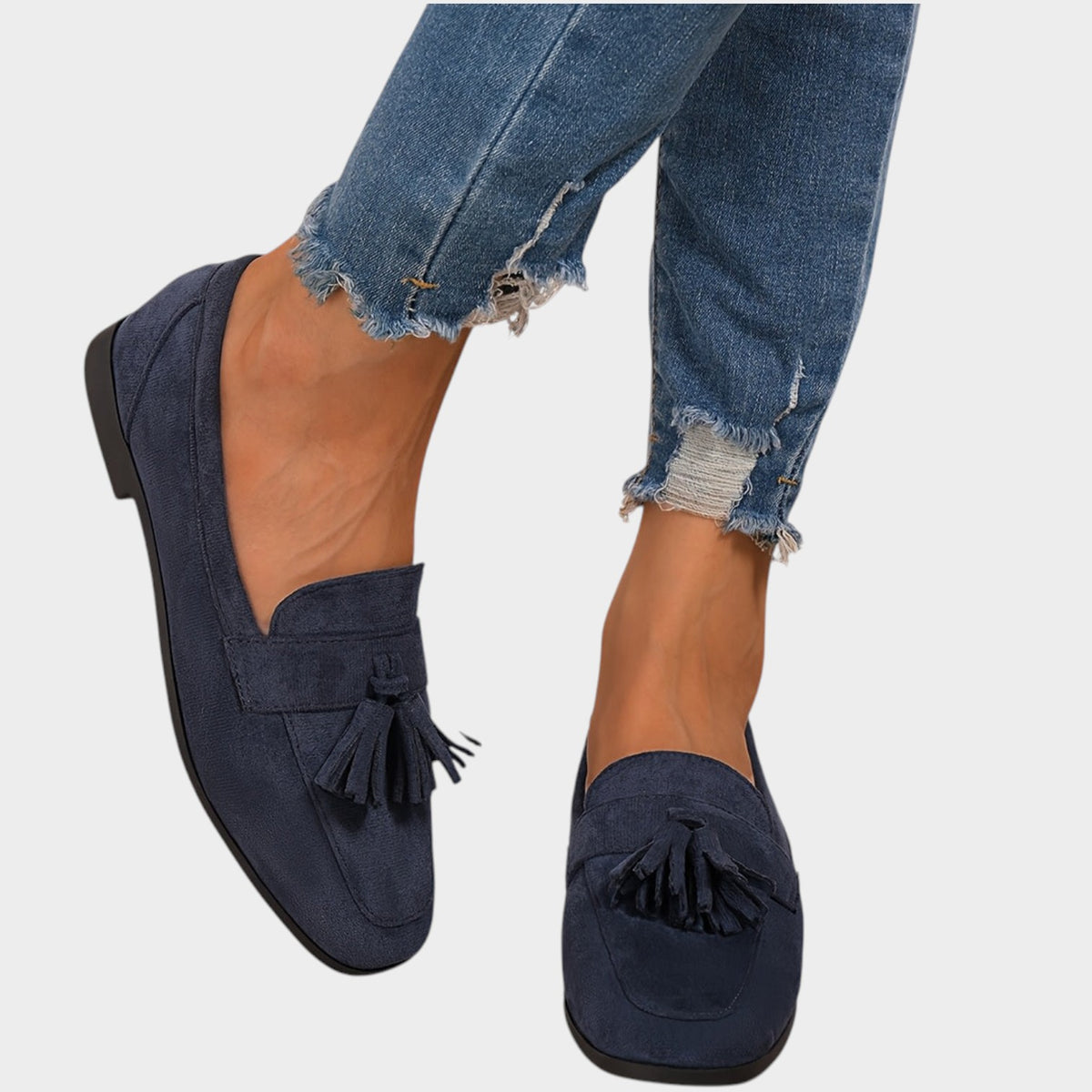 Women’s Tassel Loafers with Low Block Heel