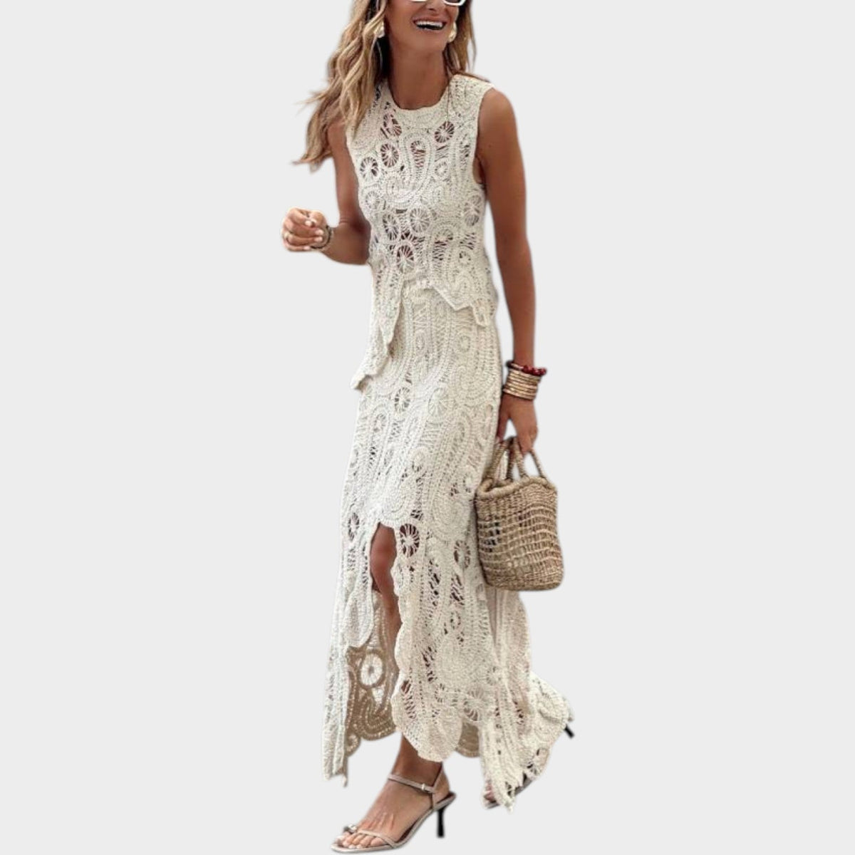 Women's Summer Maxi Dress Sleeveless Crochet