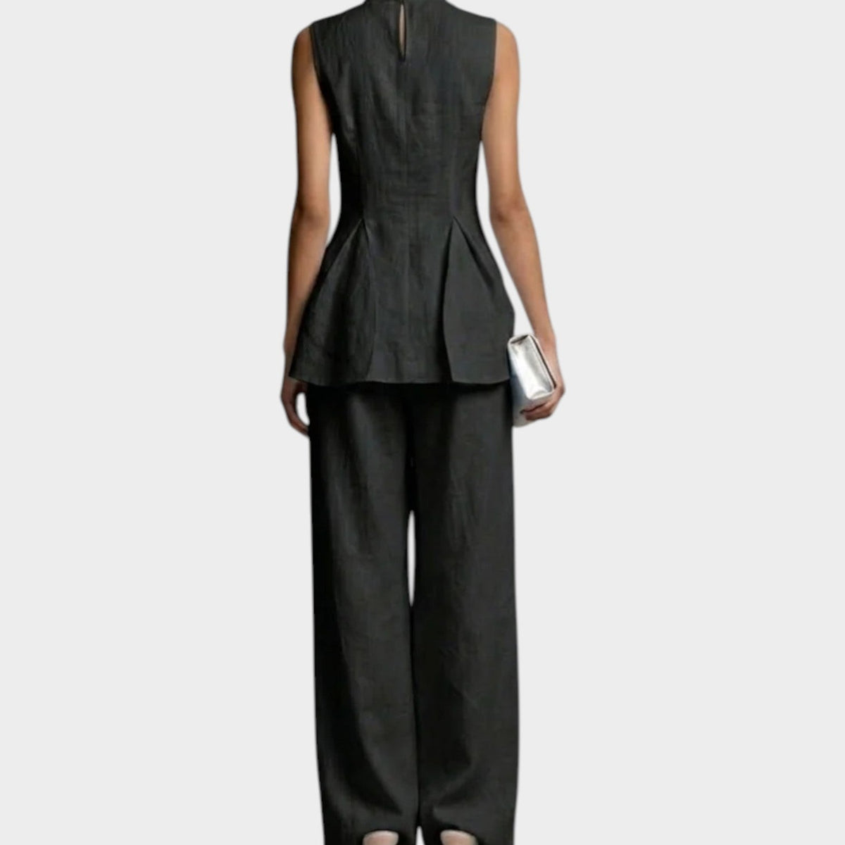 Women's Tailored Sleeveless Wide Leg Two Piece Set