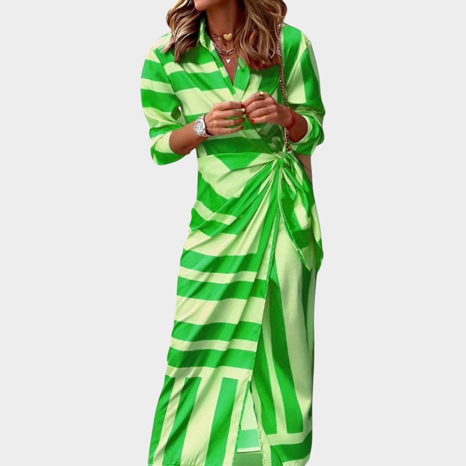Printed Wrap Midi Dress