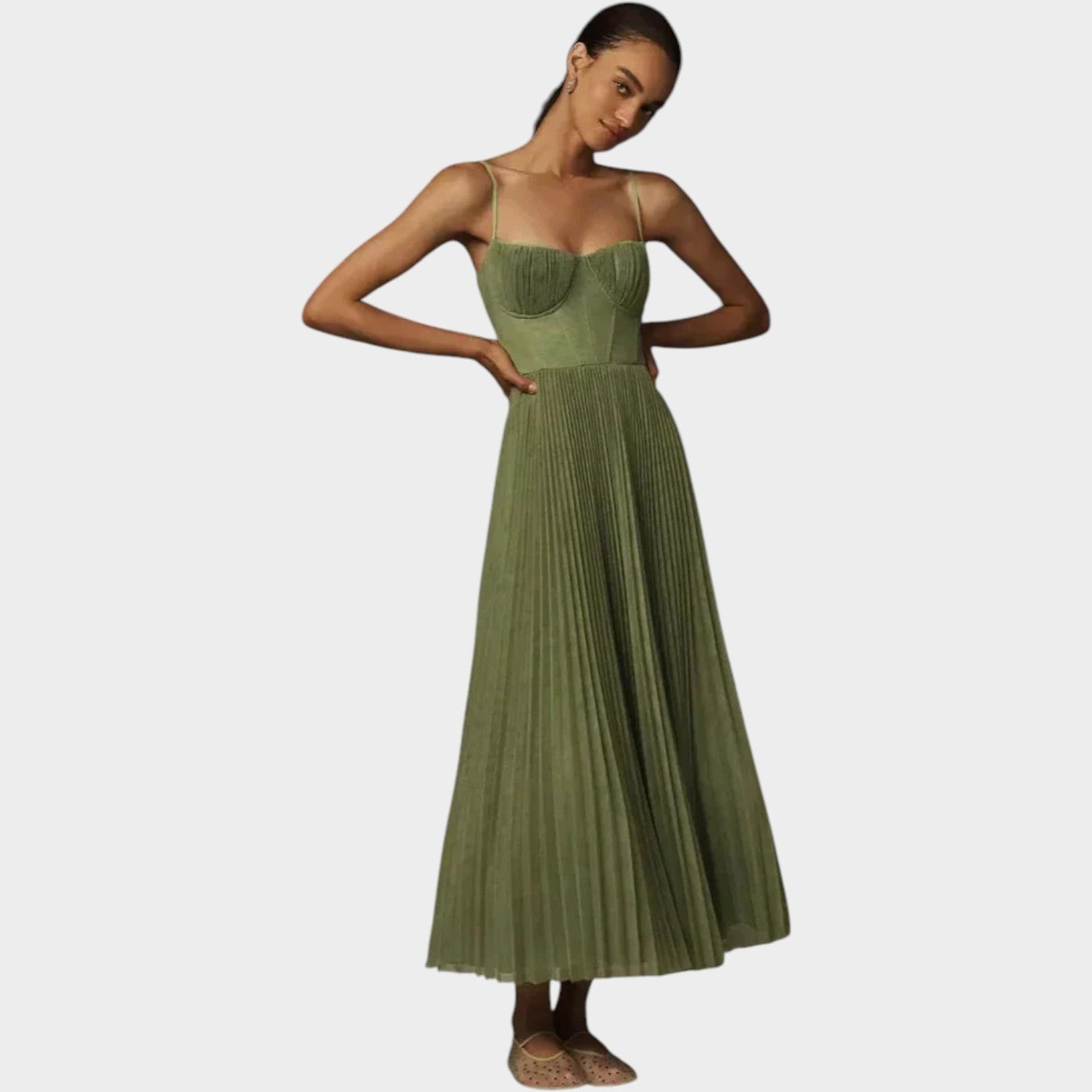 Pleated Maxi Formal Dress