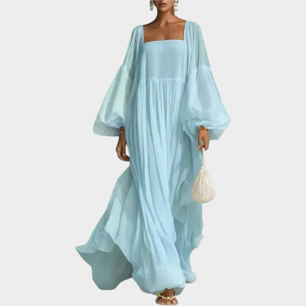 Women's Flowy Balloon‑Sleeve Maxi Dress