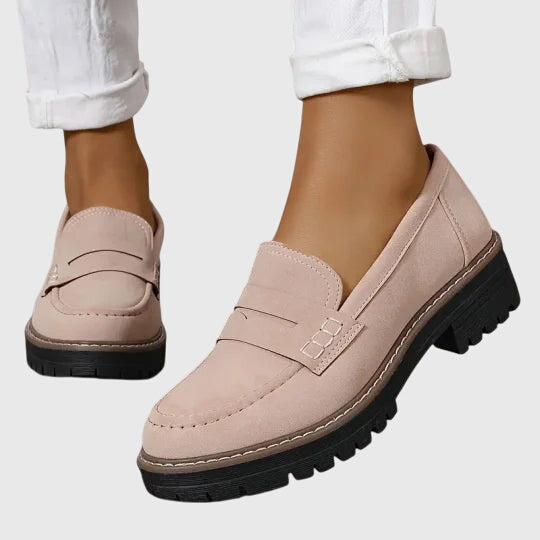 Women’s Suede Loafers Slip-On Penny Strap Lug Sole