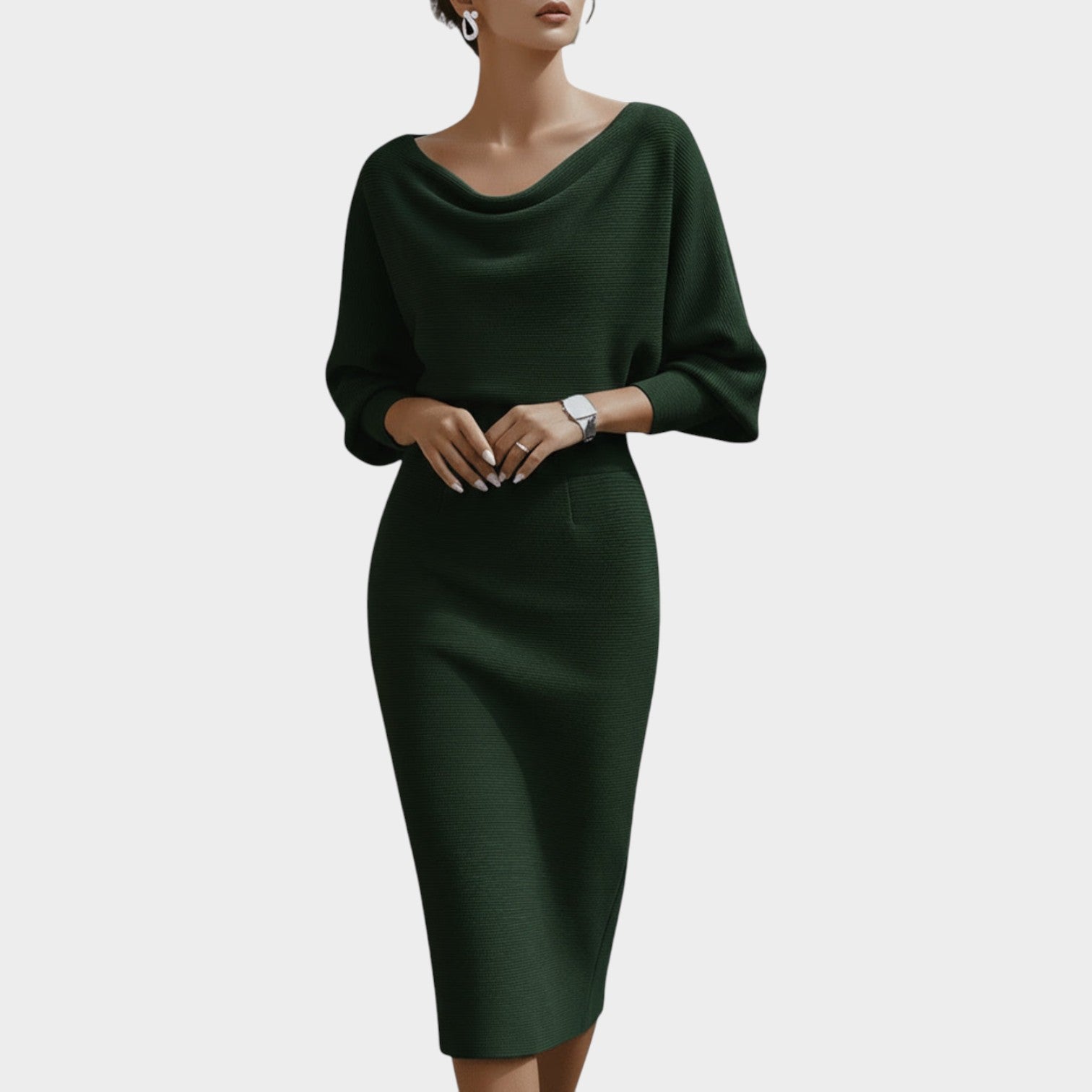 Knitted Draped Midi Dress