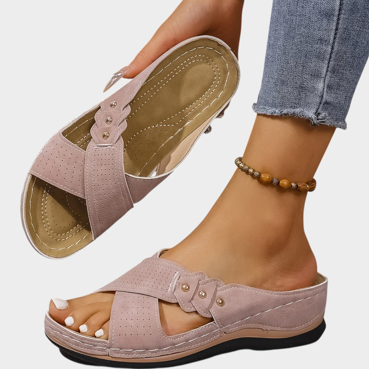 Women's Wedge Sandals with Cushioned Sole