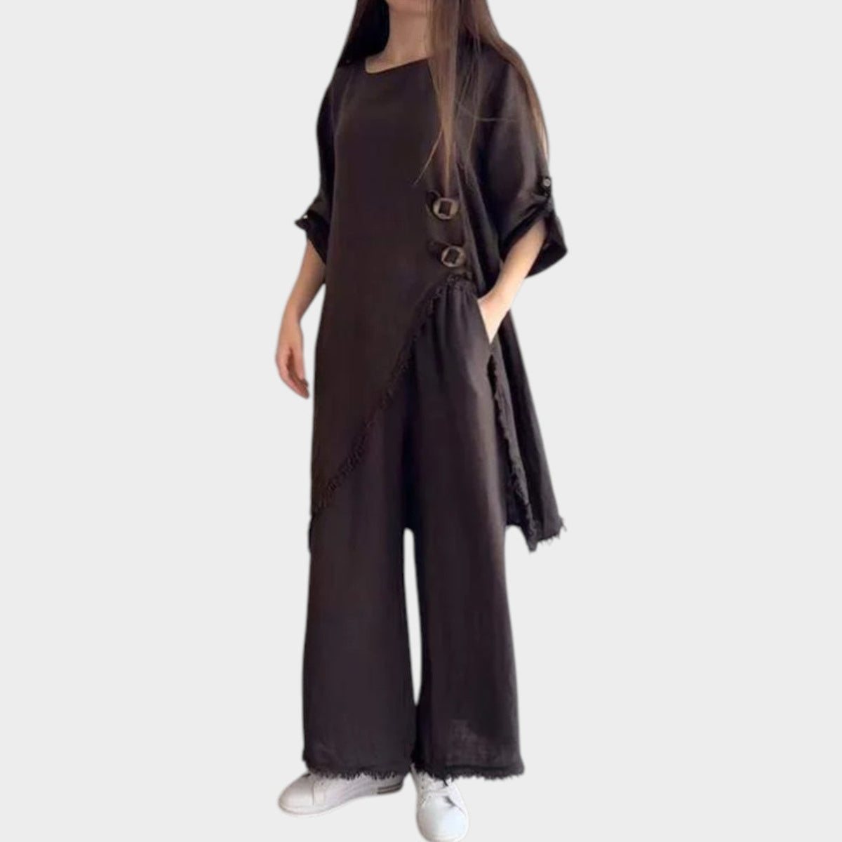 Women's Asymmetric Linen Two-Piece Set