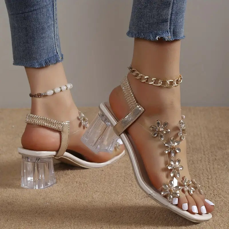 Serene | Women's Rhinestone-Embellished Block Heel Sandals
