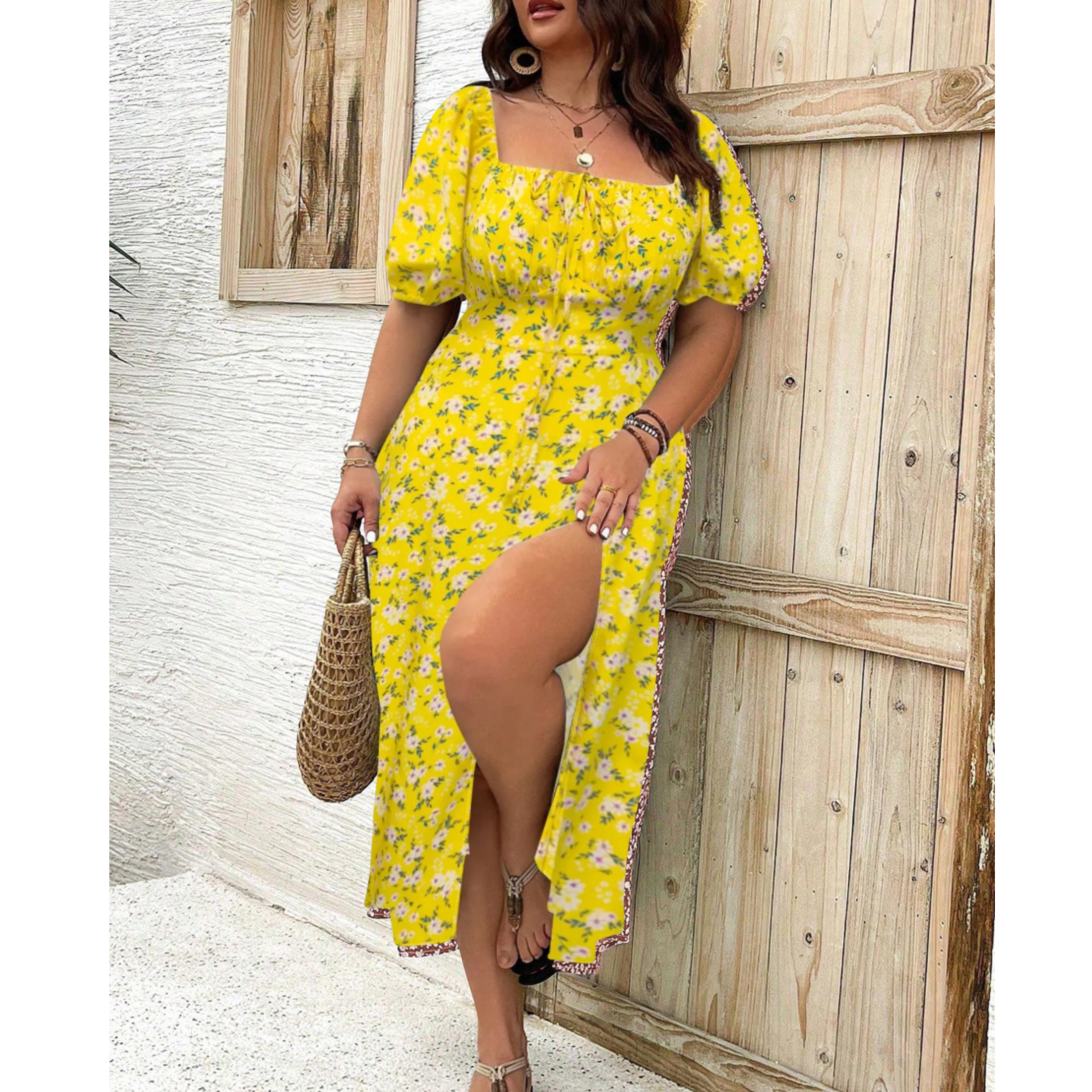 Eleanor™ | Elegant Plus Size Maxi Dress with Puff Sleeves