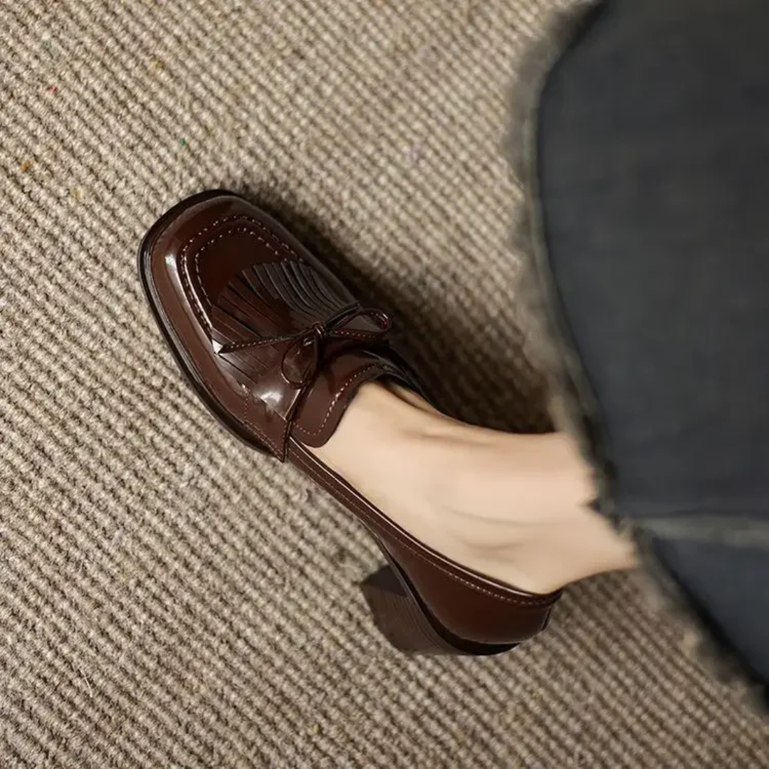 Vivienne | Women's Block Heel Tassel Loafers with Round Toe