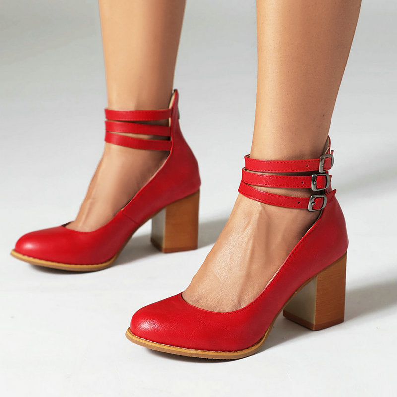 Casilda™ | Sleek Ankle Strap Sandals with Chunky Heel