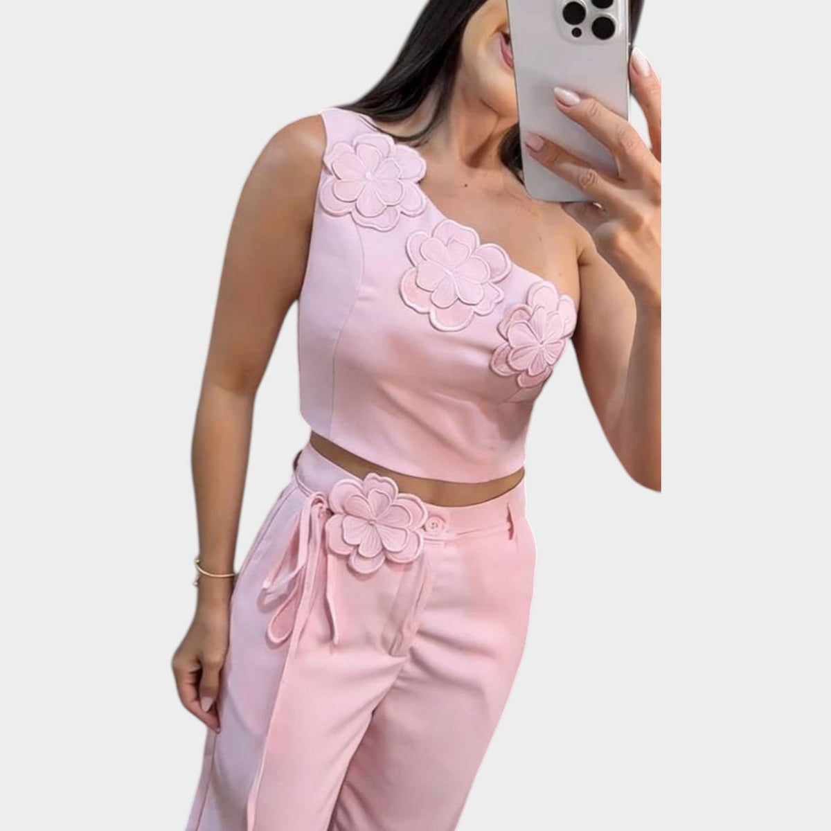Women's Matching Set One Shoulder Floral Two Piece