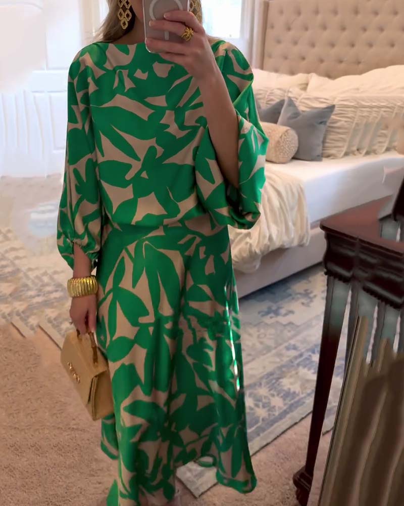 Ashley™ | Printed Two-Piece Set with Lantern Sleeves