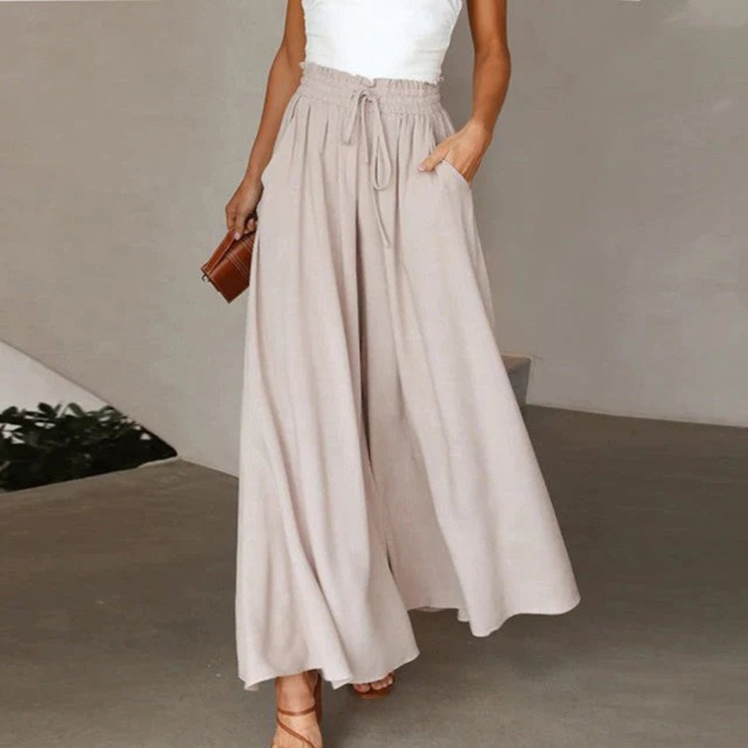 Terra | Women's High-Waisted Wide-Leg Pants with Smocked Drawstring