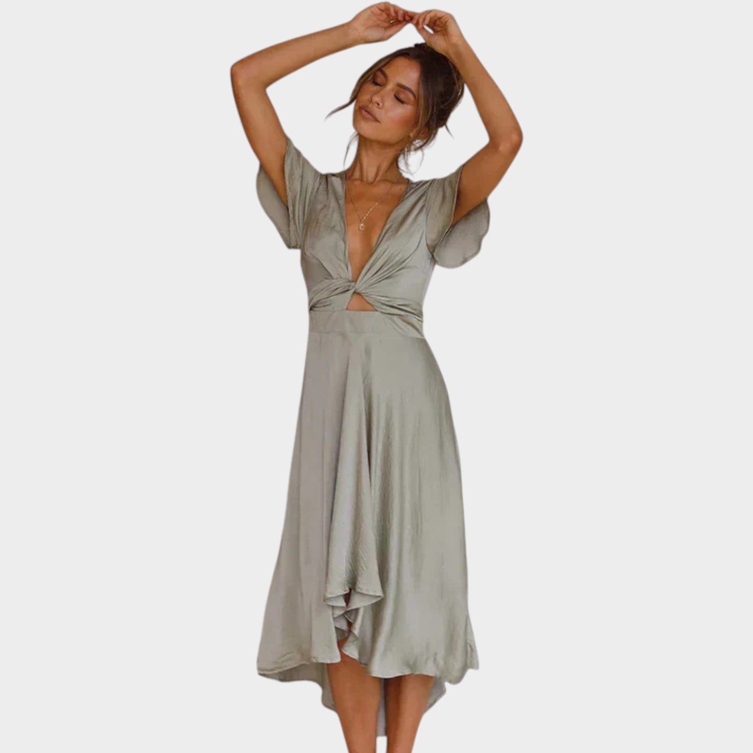 V Neck Midi Formal Dress