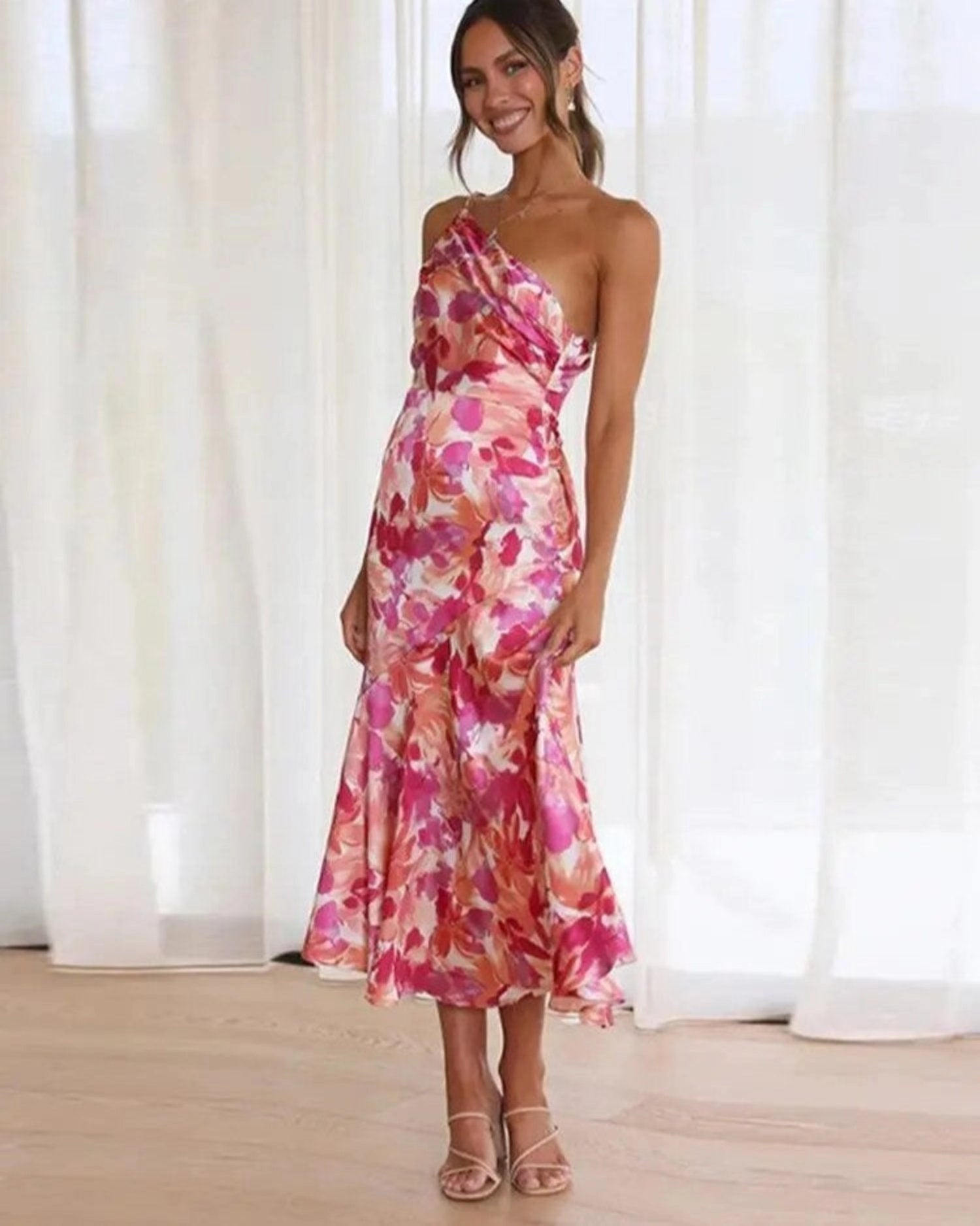 Kathy™ Women's Floral Maxi Dress with Asymmetrical Design