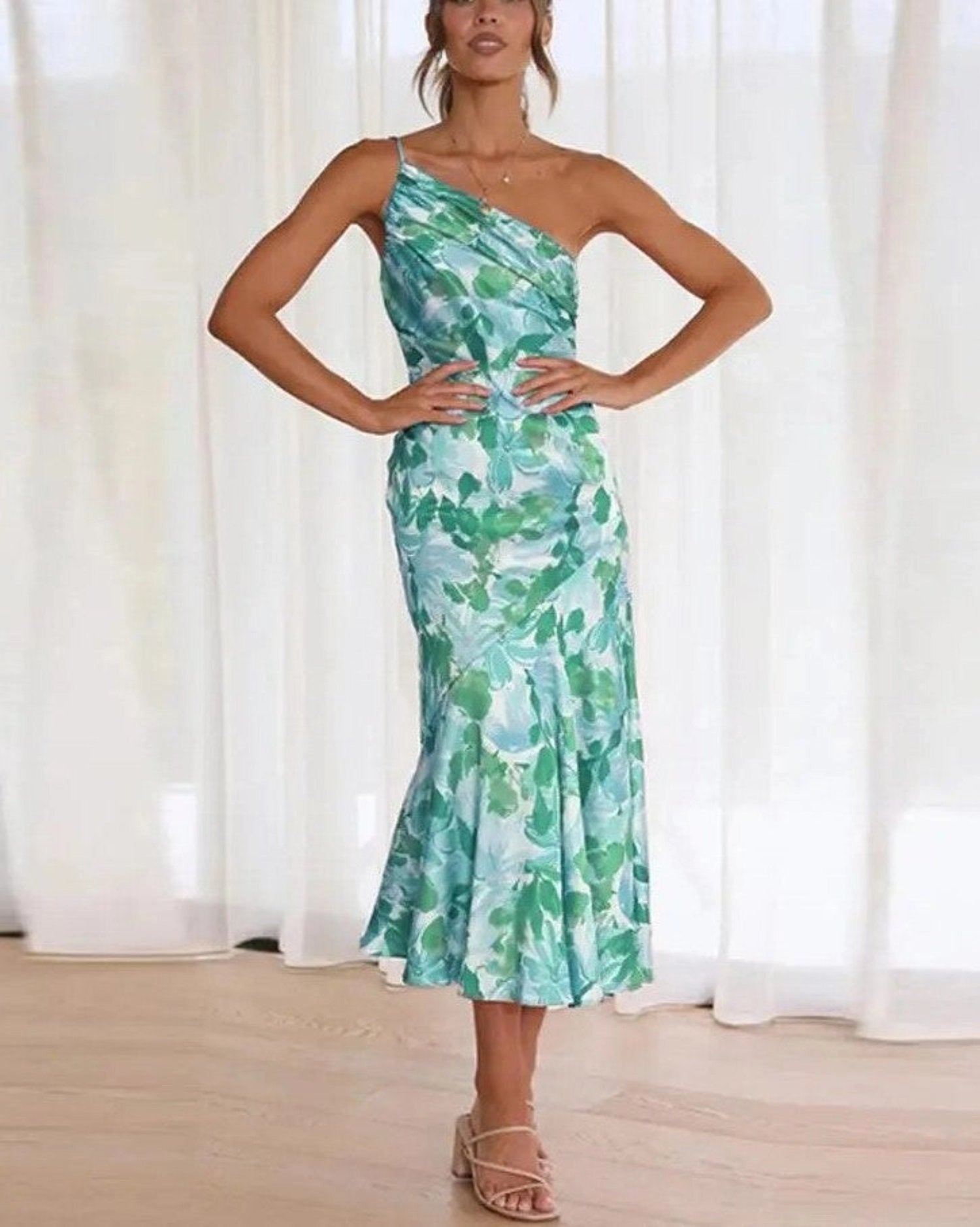 Kathy™ Women's Floral Maxi Dress with Asymmetrical Design
