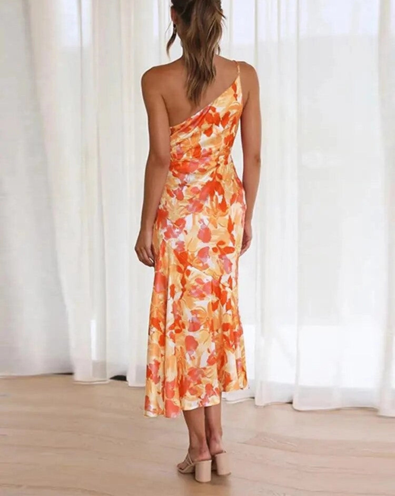 Kathy™ | Women's Floral Maxi Dress with Asymmetrical Design