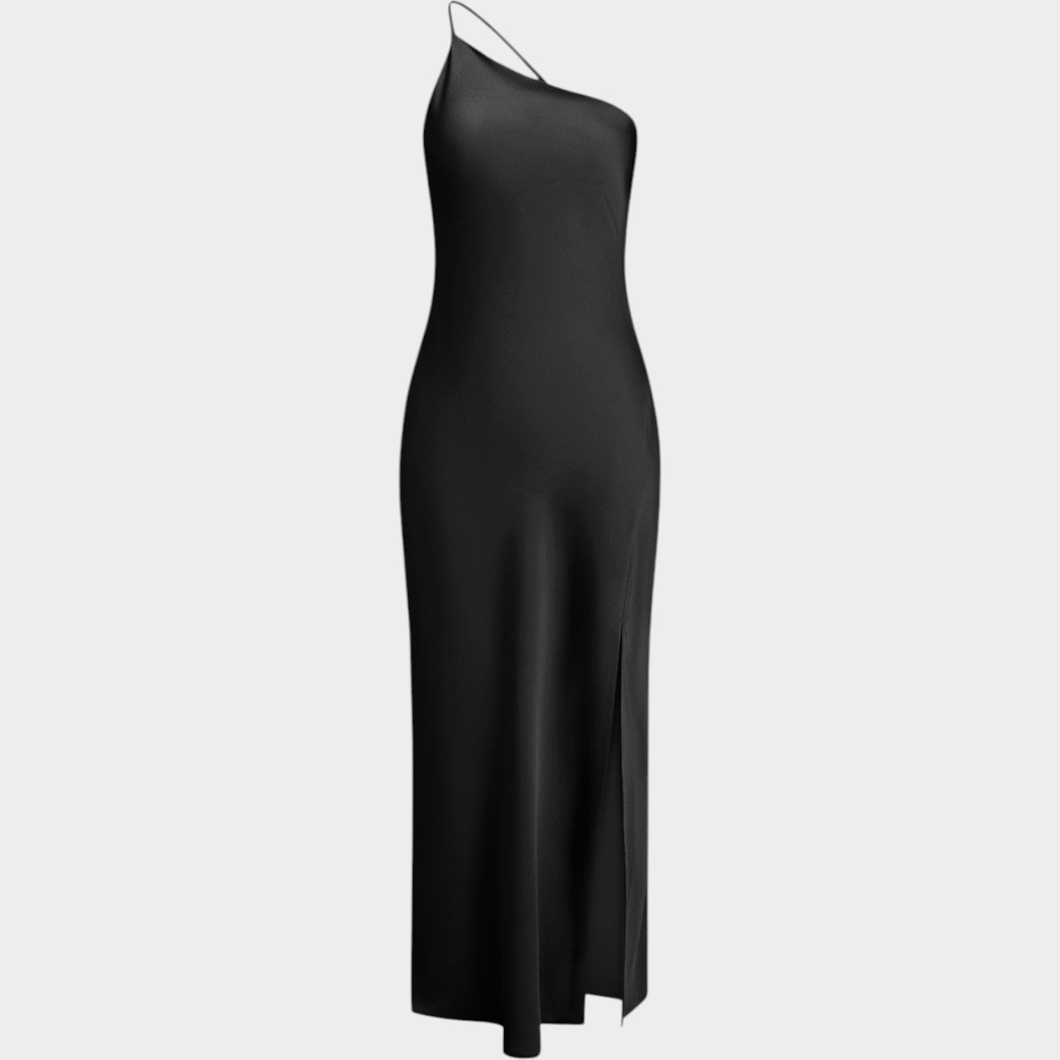 Formal Satin One-Shoulder Elegant Evening Maxi Dress