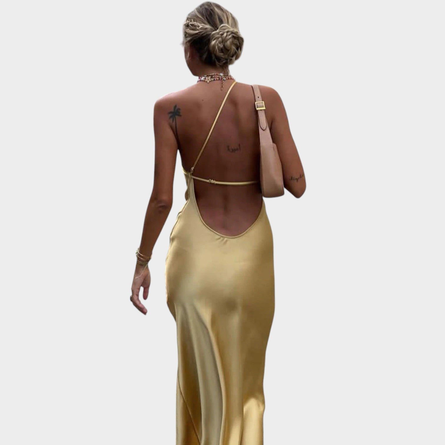 Formal Satin One-Shoulder Elegant Evening Maxi Dress