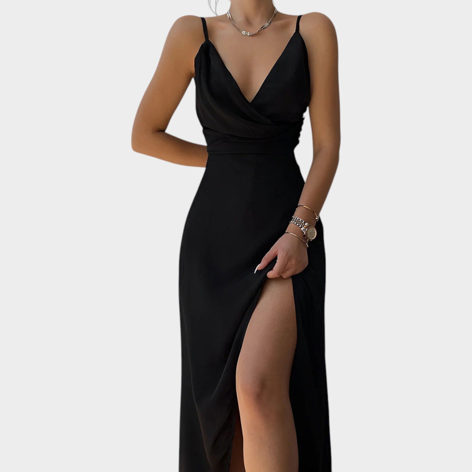 Formal V-Neck Split Maxi Dress
