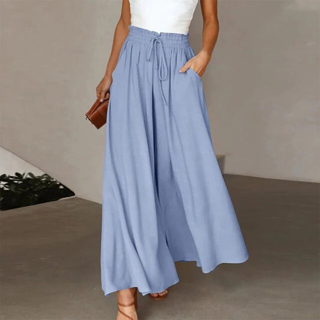 Terra | Women's High-Waisted Wide-Leg Pants with Smocked Drawstring