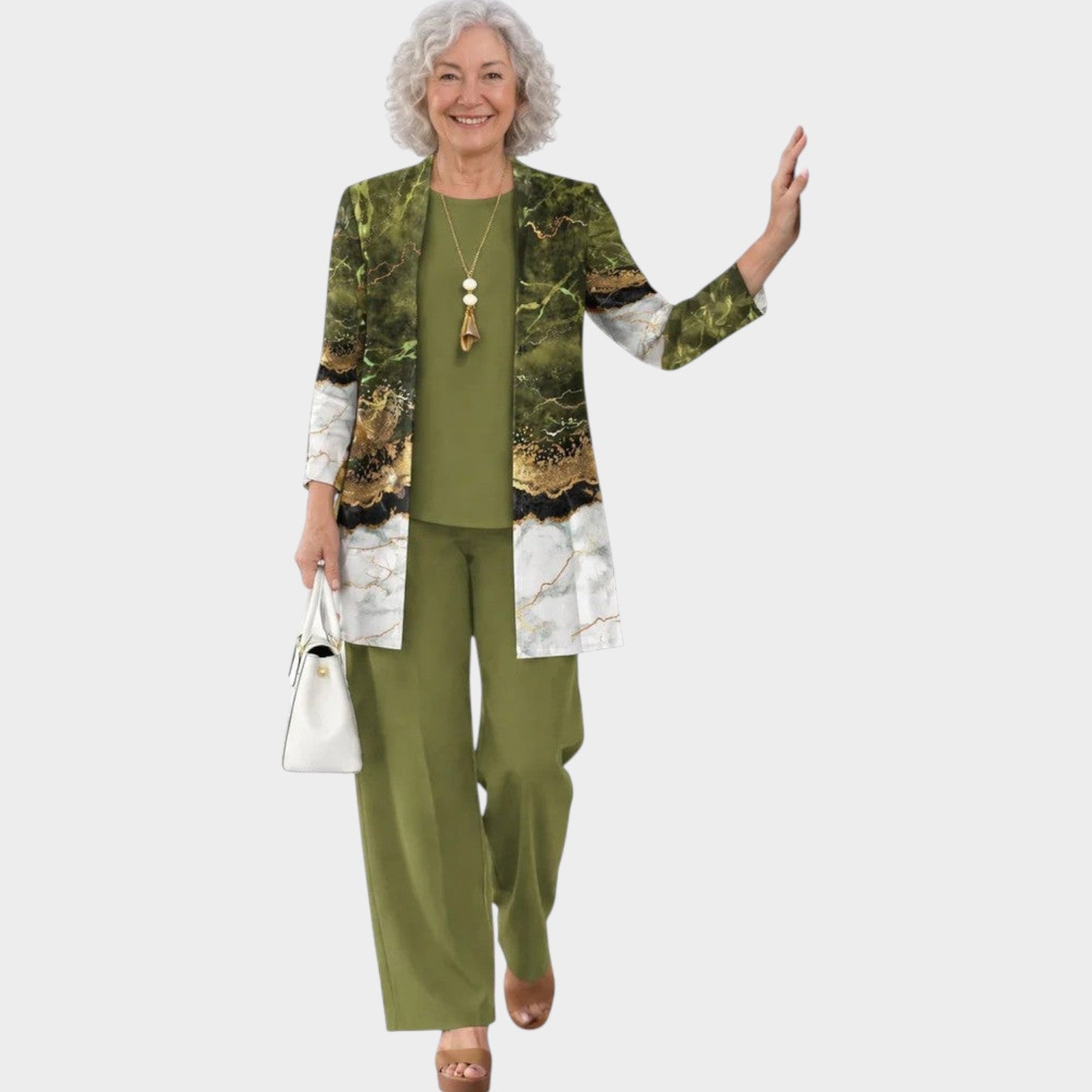 Three Piece Linen Floral Pants Set