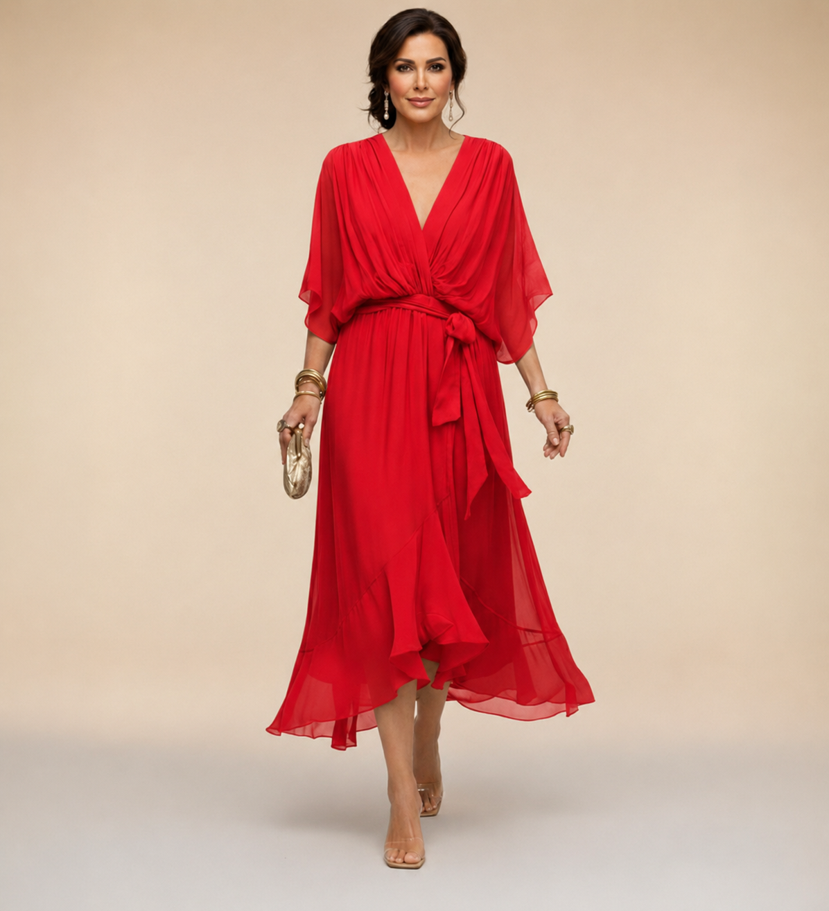 Penelope | Women's V-Neck Wrap Midi Dress" can be rewritten as:
"Penelope | Women's Midi Dress with V-Neck Wrap Design