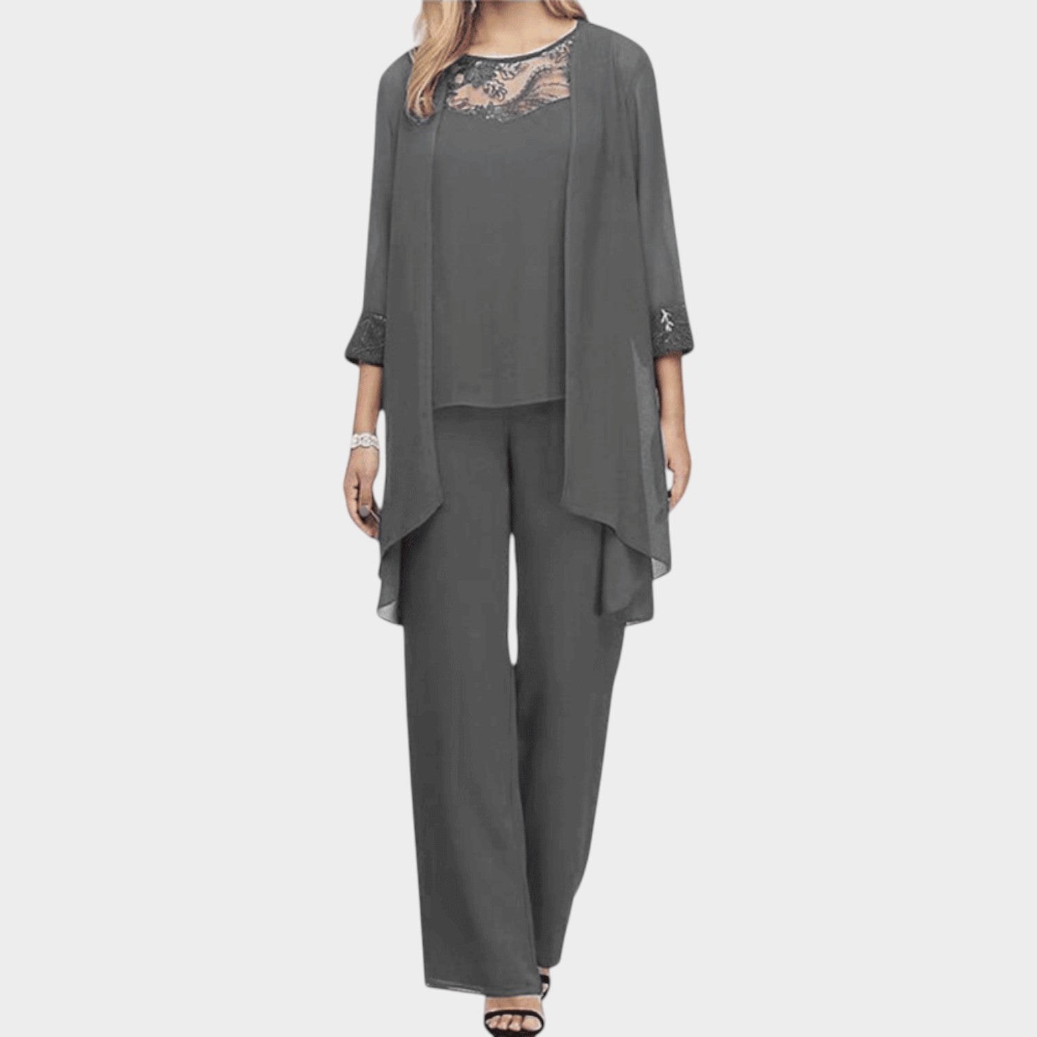 Formal Two Piece Chiffon Pant Suit