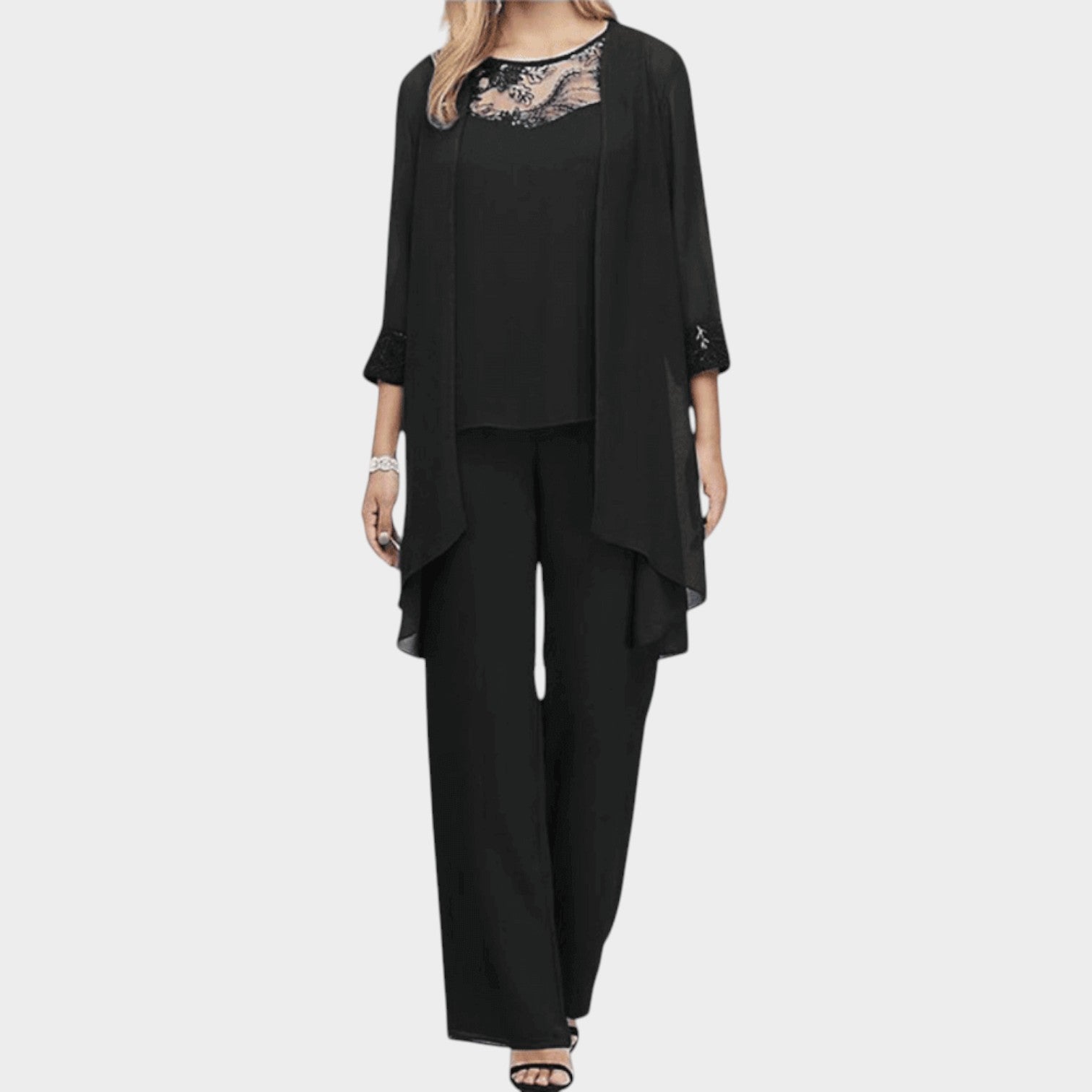 Formal Two Piece Chiffon Pant Suit